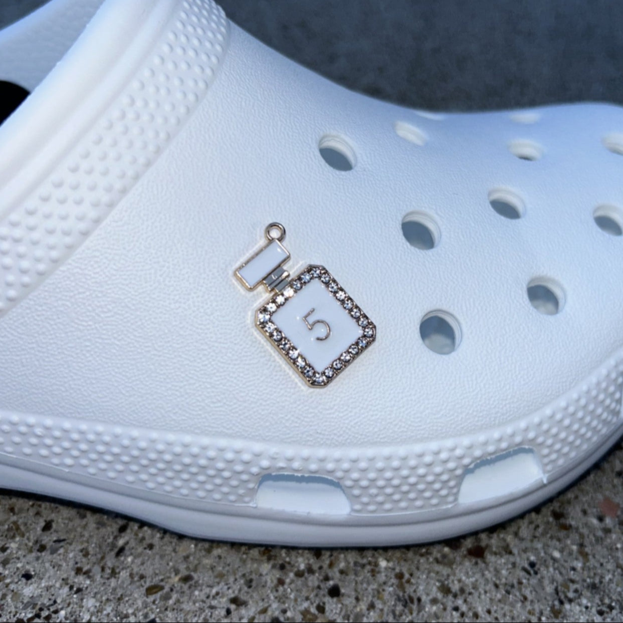 N5 White & Gold Bling Croc Charm