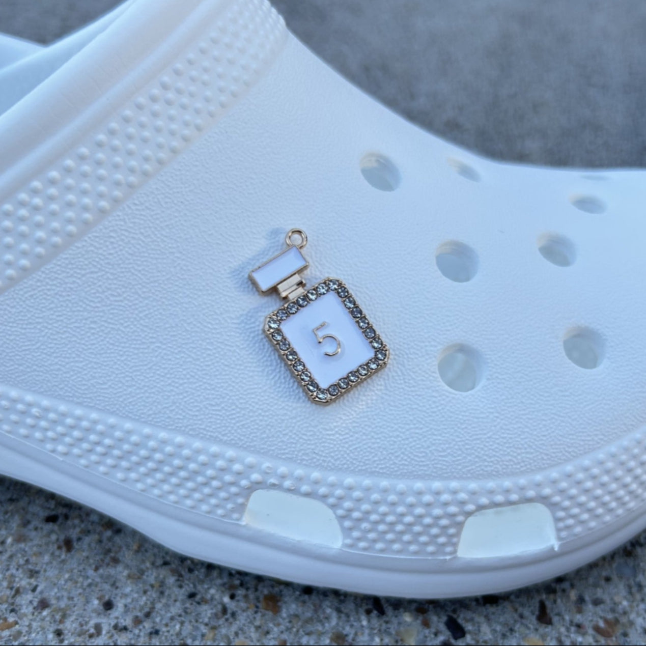 N5 White & Gold Bling Croc Charm