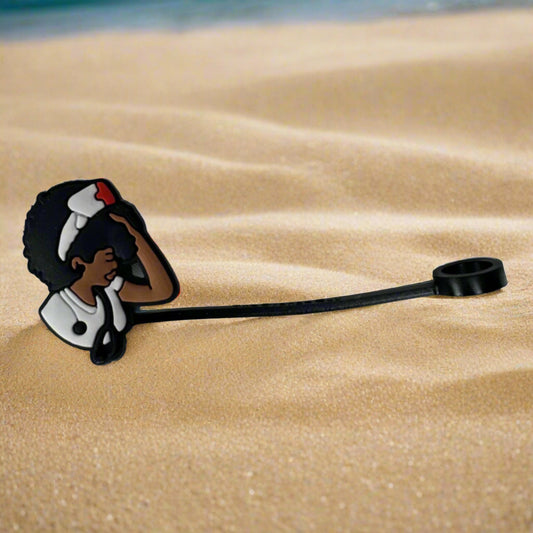 Nurse With White-T Croc Straw Topper