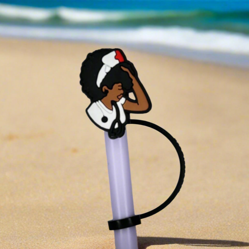 Nurse With White-T Croc Straw Topper