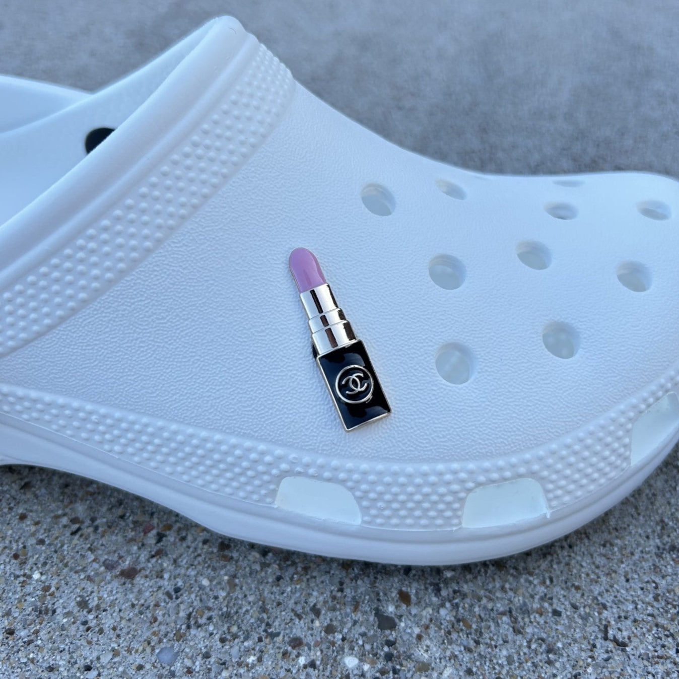 Pink CC Lipstick Bling Croc Charm
