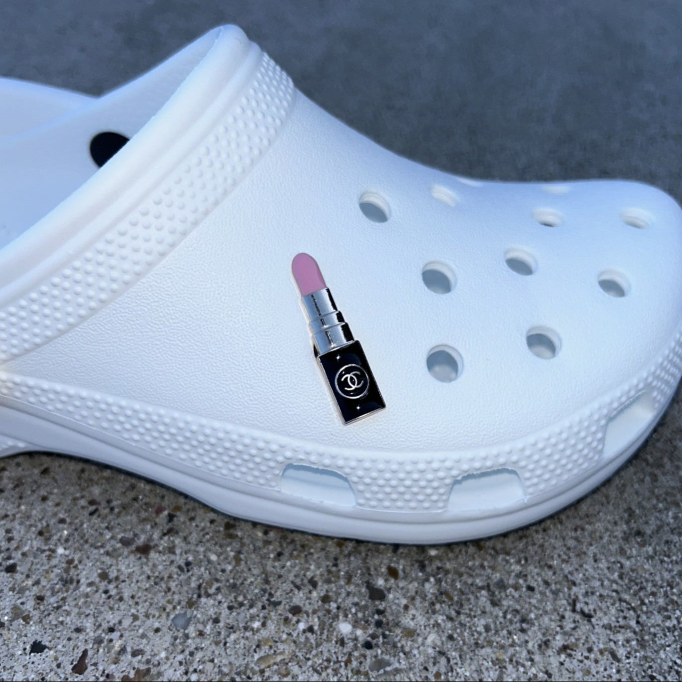 Pink CC Lipstick Bling Croc Charm