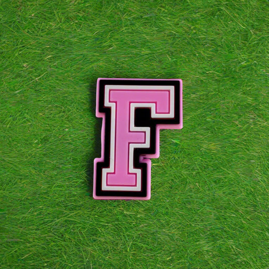 Pink Letter F Croc Charm