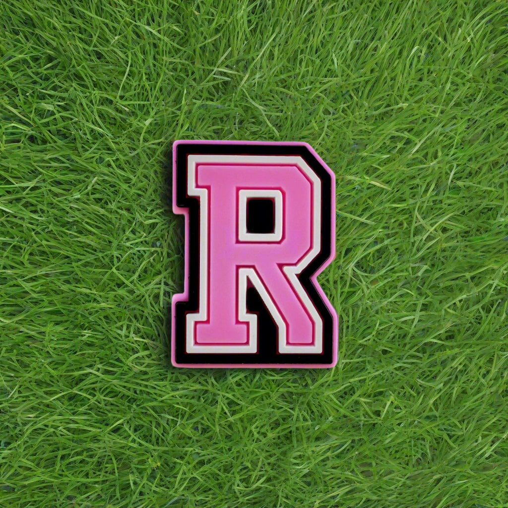 Pink Letter R Croc Charm