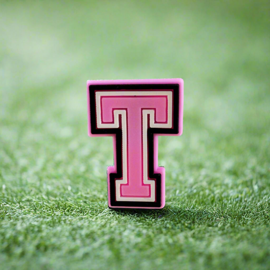 Pink Letter T Croc Charm