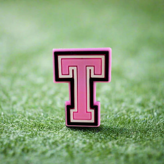 Pink Letter T Croc Charm