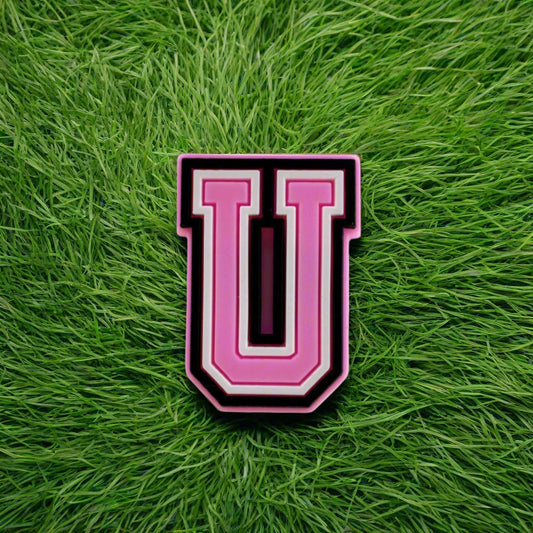Pink Letter U Croc Charm