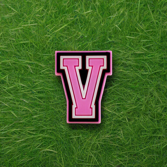 Pink Letter V Croc Charm