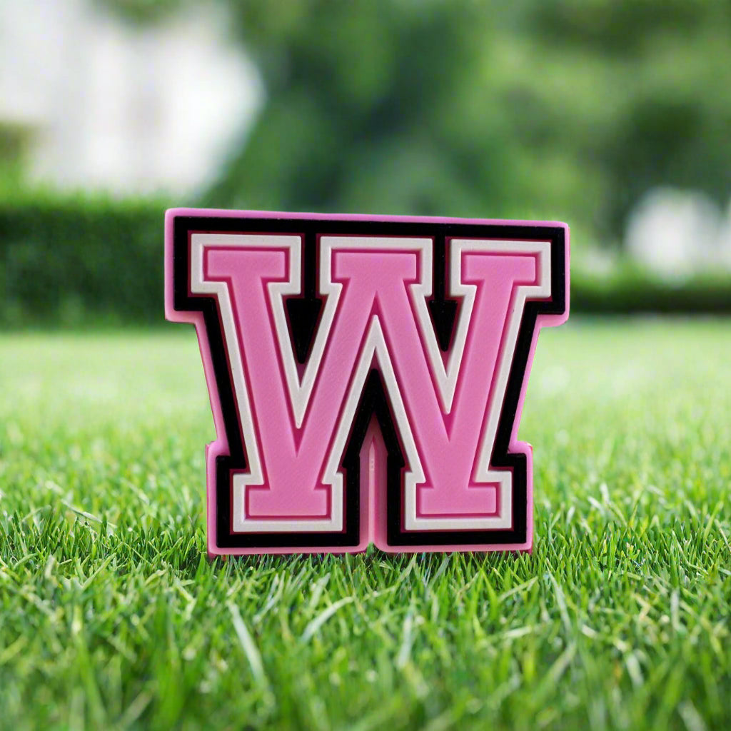 Pink Letter W Charm