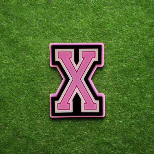 Pink Letter X Croc Charm