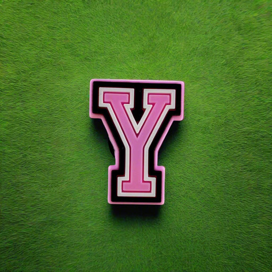 Pink Letter Y Croc Charm