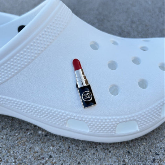 Red CC Lipstick Bling Croc Charm