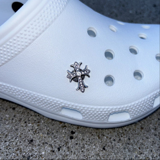 Silver Cross Bling Croc Charm