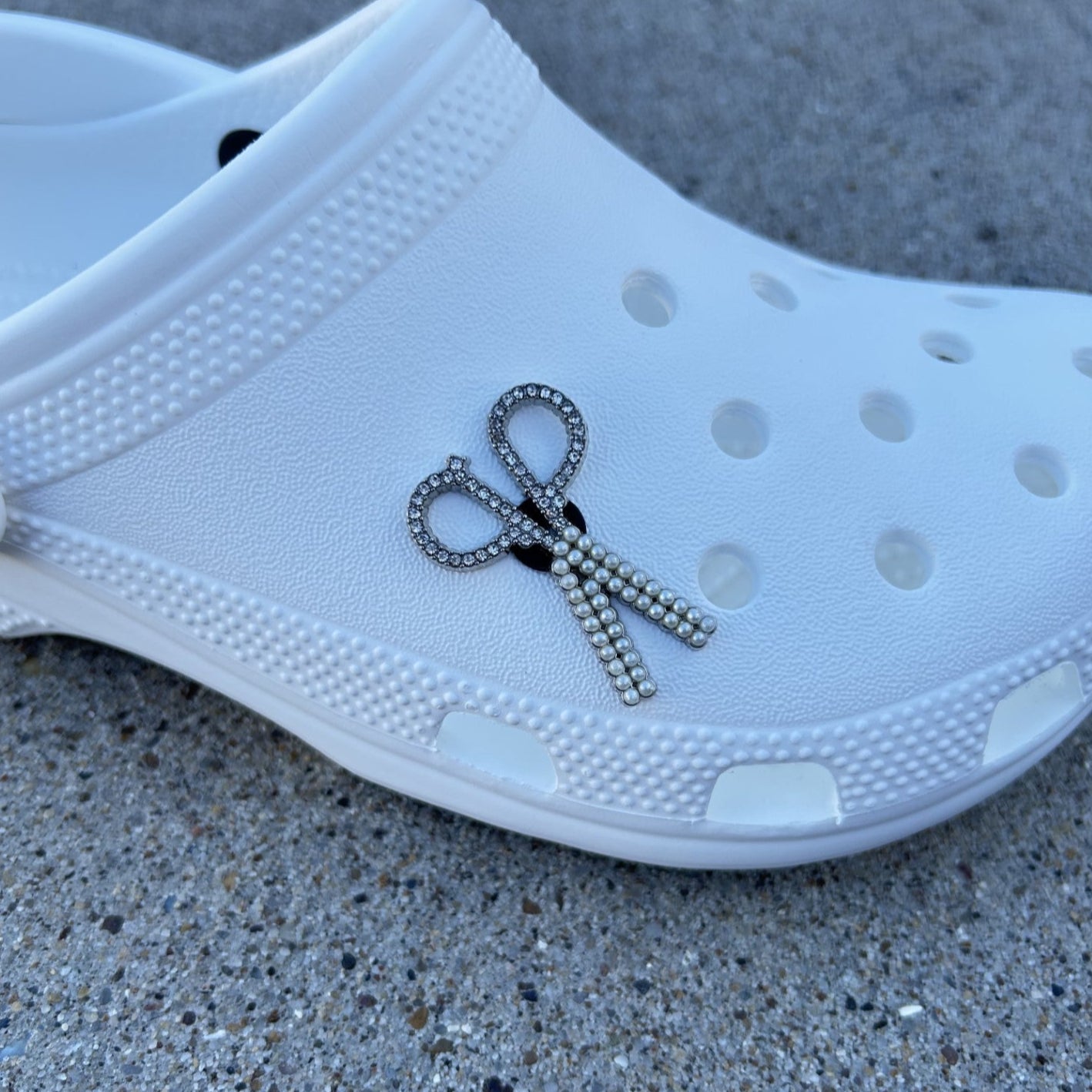 Silver Shears Bling Croc Charm