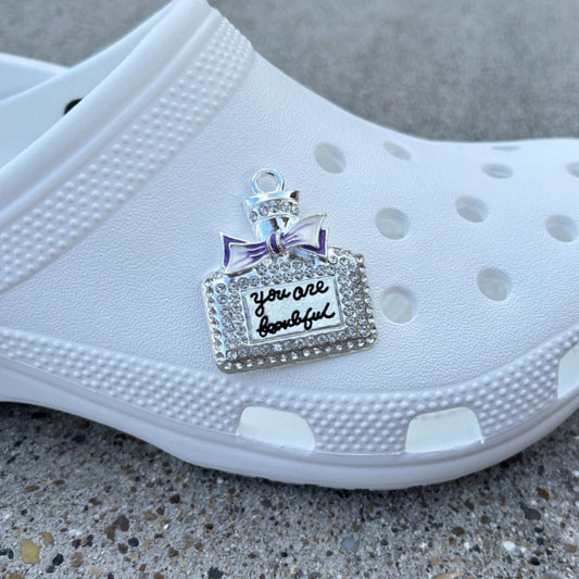 Silver 'You Are Beautiful' Bling Croc Charm