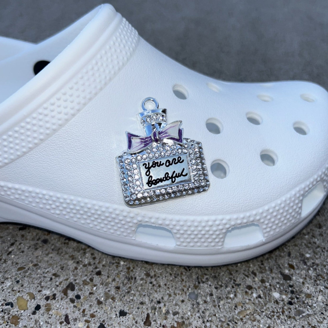 Silver 'You Are Beautiful' Bling Croc Charm