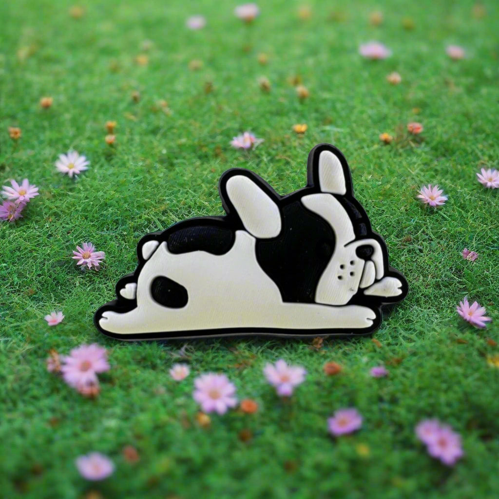 Sleepy Boston Dog Croc Charm