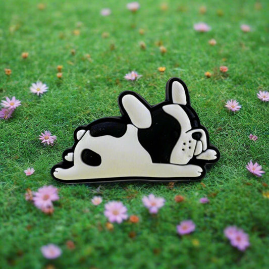 Sleepy Boston Dog Croc Charm