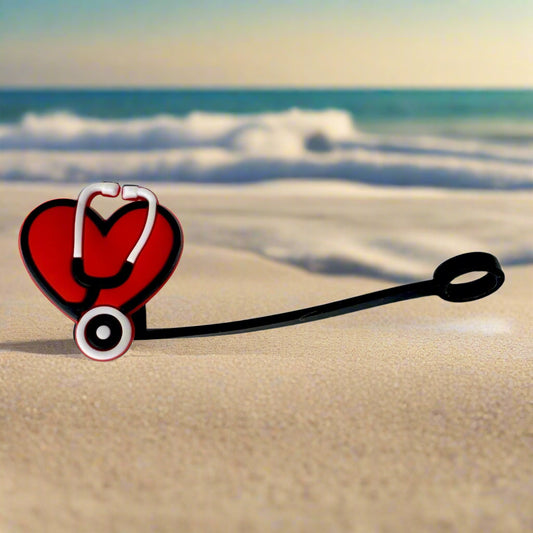 Stethoscope Heart Croc Straw Topper