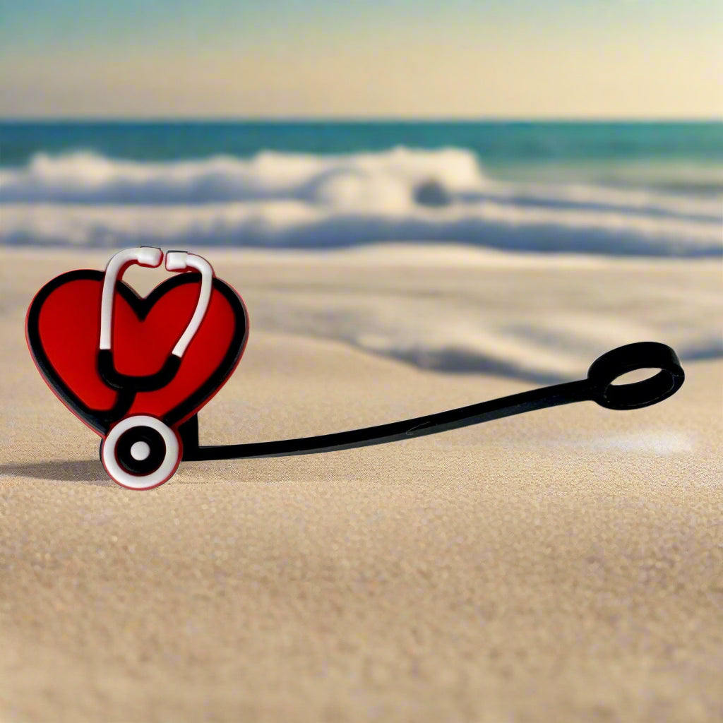 Stethoscope Heart Straw Topper