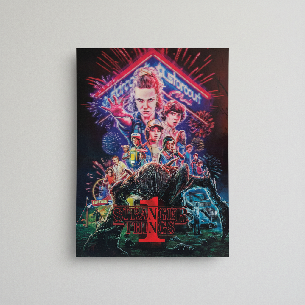 Supernatural Retro 80s Vibes Sci-Fi Accessory Bundle - 3D Poster, Shoe Charms & Straw Topper.4