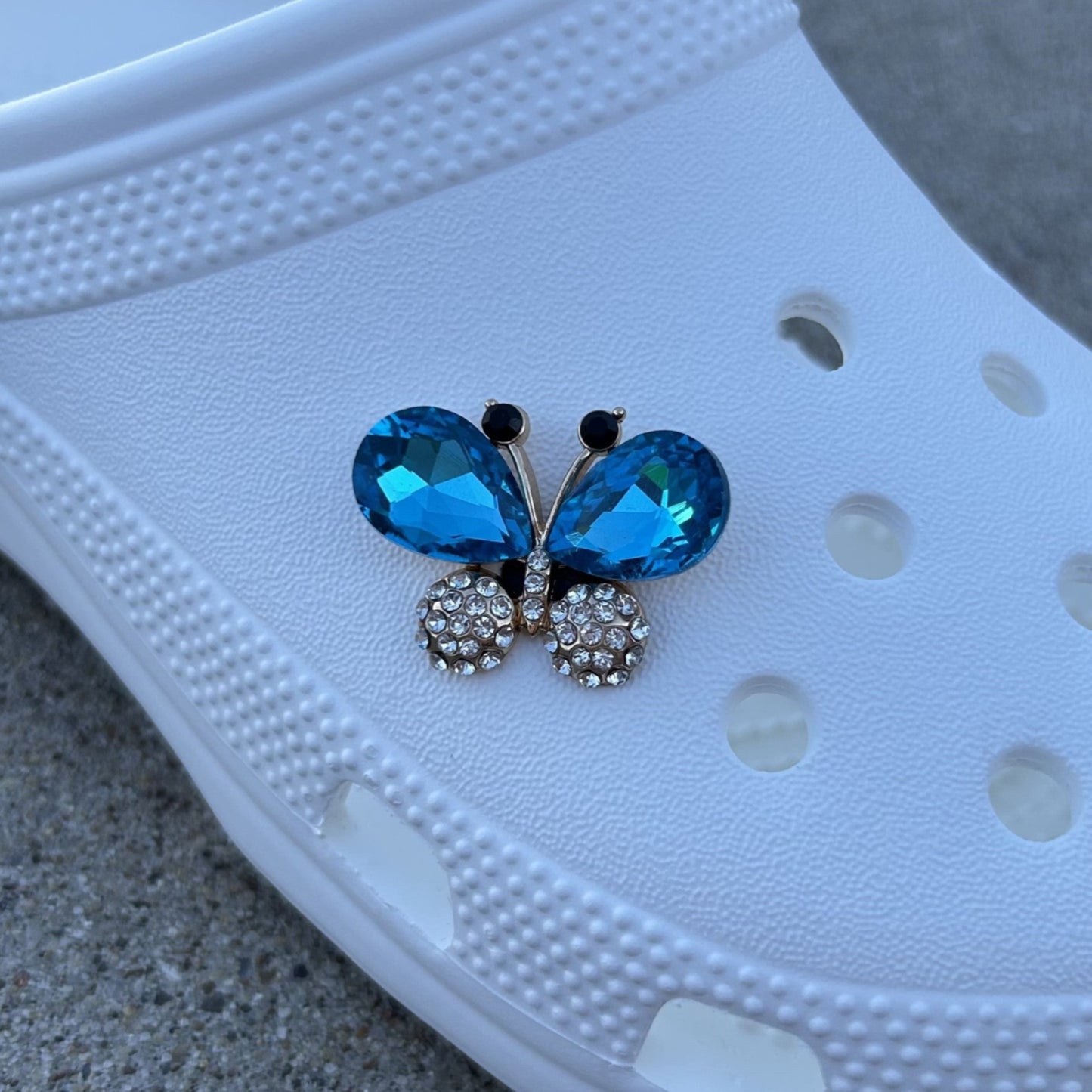 Blue Butterfly Bling Croc Charm
