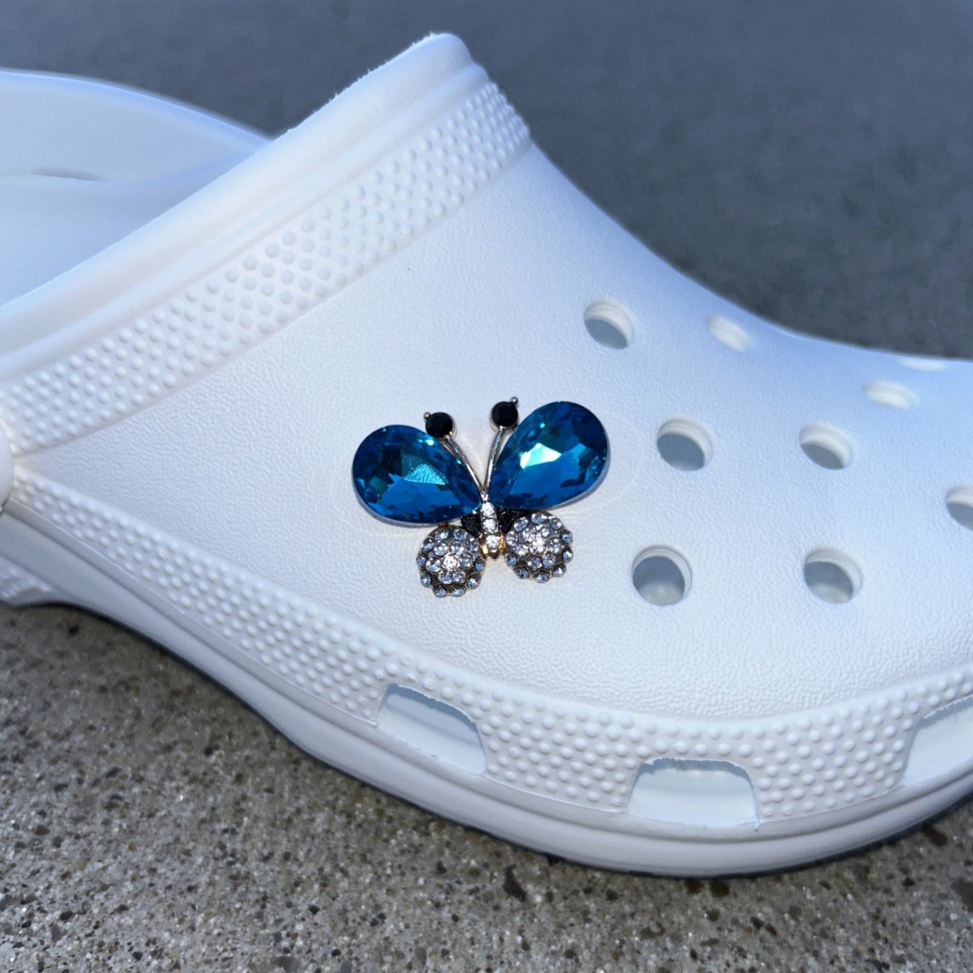 Blue Butterfly Bling Croc Charm