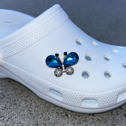 Blue Butterfly Bling Croc Charm