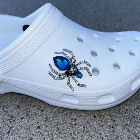 Blue Spider Bling Croc Charm