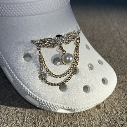 Heart with Wings Bling Croc Charm