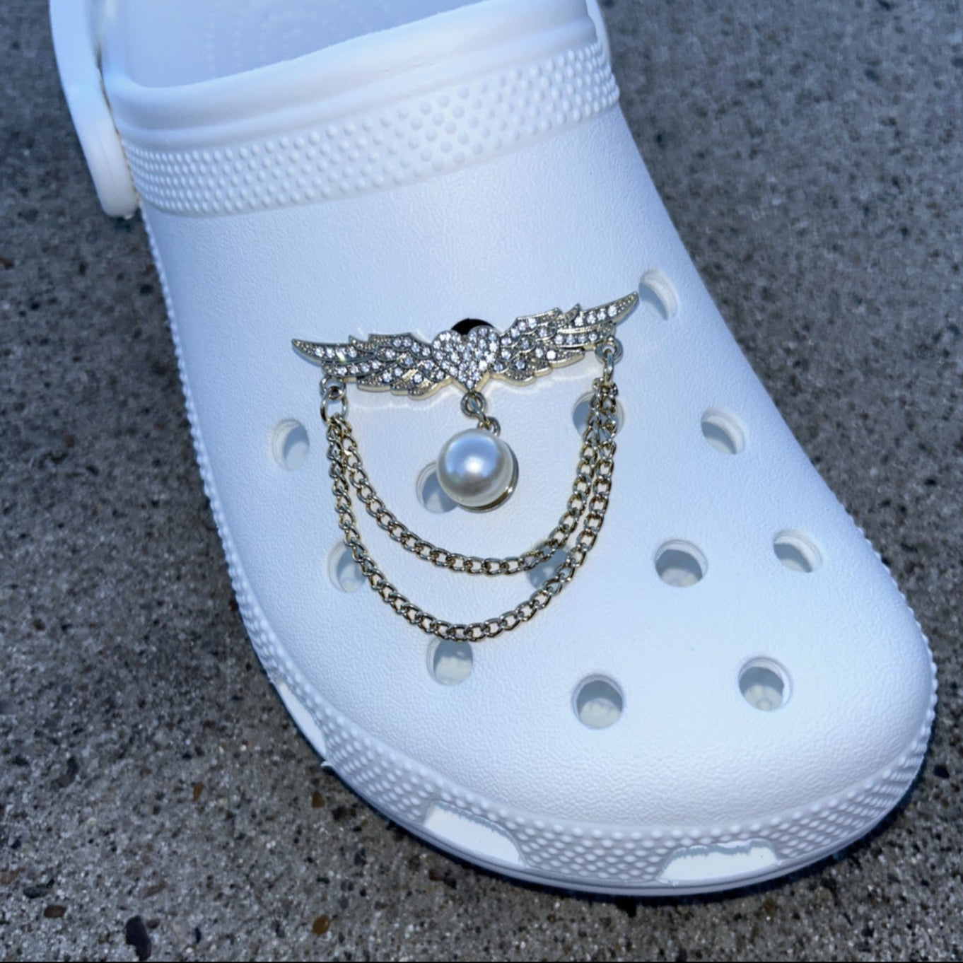 Heart with Wings Bling Croc Charm