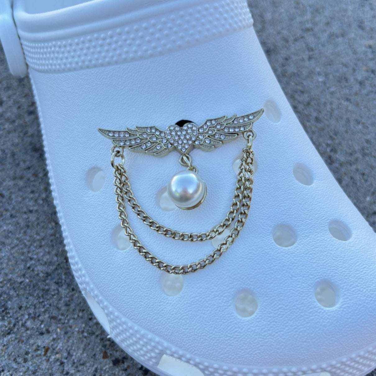 Heart with Wings Bling Croc Charm